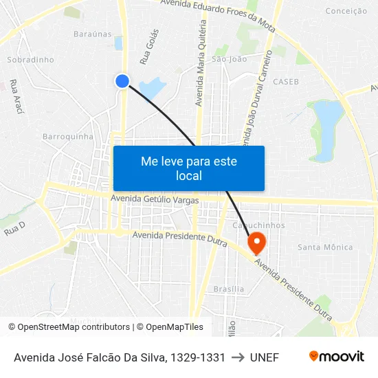 Avenida José Falcão Da Silva, 1329-1331 to UNEF map