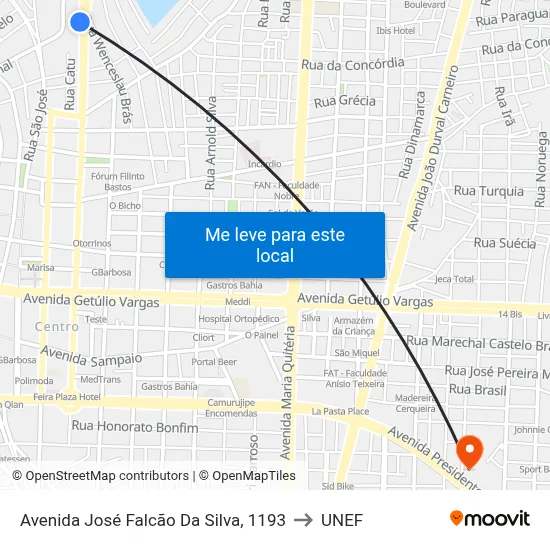 Avenida José Falcão Da Silva, 1193 to UNEF map