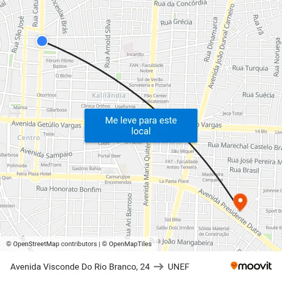 Avenida Visconde Do Rio Branco, 24 to UNEF map