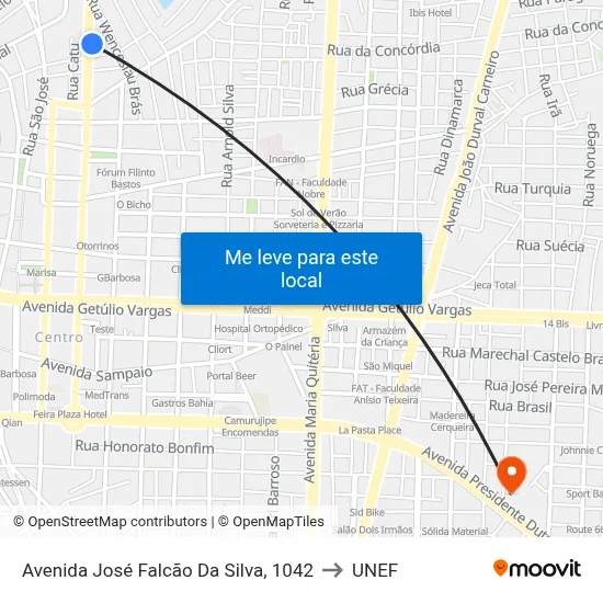 Avenida José Falcão Da Silva, 1042 to UNEF map