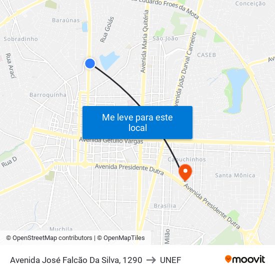 Avenida José Falcão Da Silva, 1290 to UNEF map