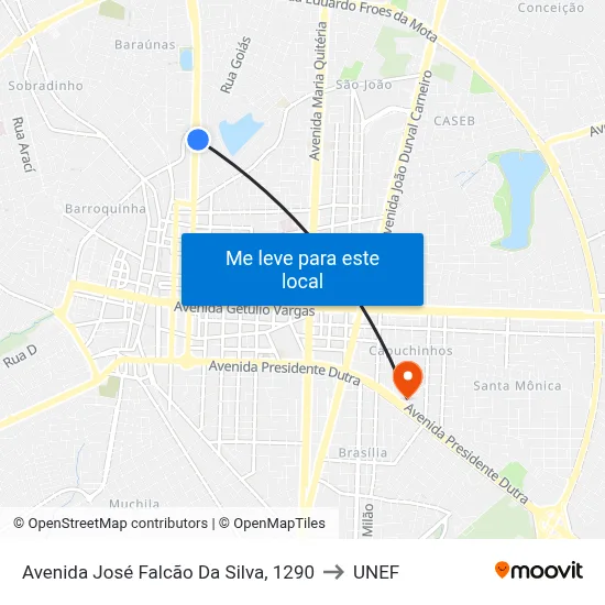 Avenida José Falcão Da Silva, 1290 to UNEF map
