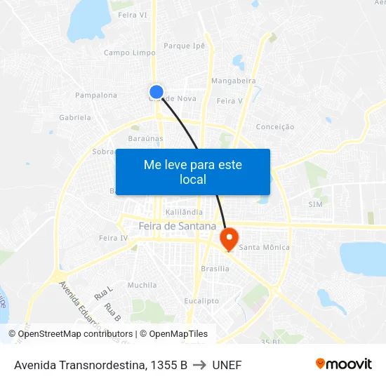 Avenida Transnordestina, 1355 B to UNEF map