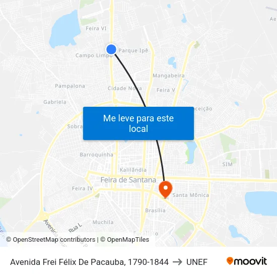Avenida Frei Félix De Pacauba, 1790-1844 to UNEF map
