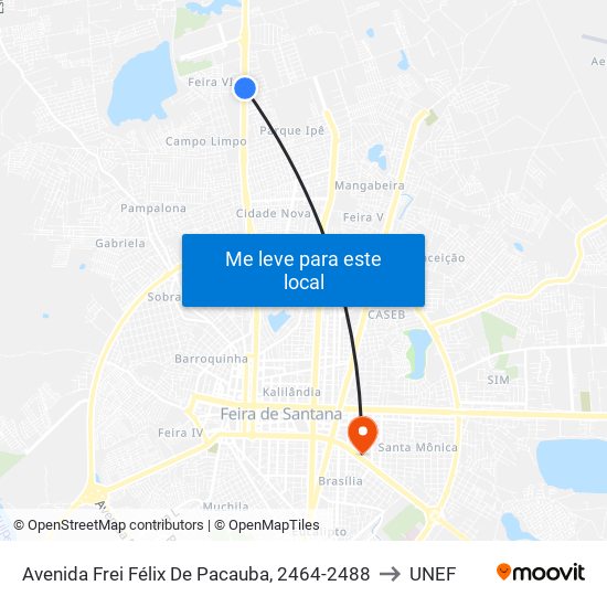 Avenida Frei Félix De Pacauba, 2464-2488 to UNEF map