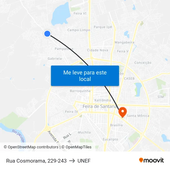 Rua Cosmorama, 229-243 to UNEF map