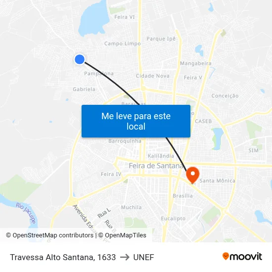 Travessa Alto Santana, 1633 to UNEF map
