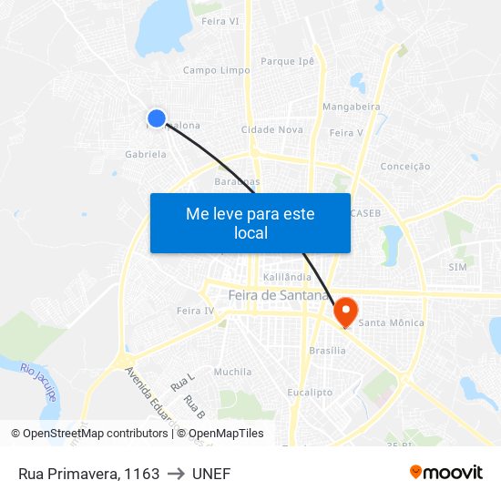 Rua Primavera, 1163 to UNEF map
