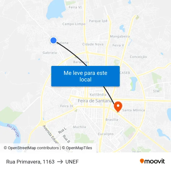 Rua Primavera, 1163 to UNEF map
