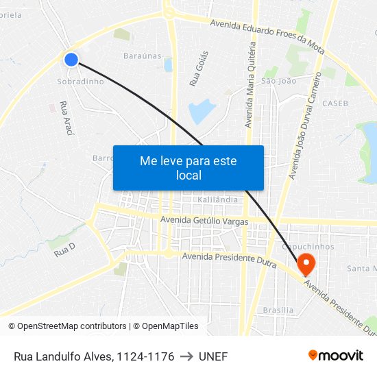 Rua Landulfo Alves, 1124-1176 to UNEF map