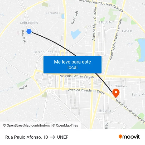 Rua Paulo Afonso, 10 to UNEF map