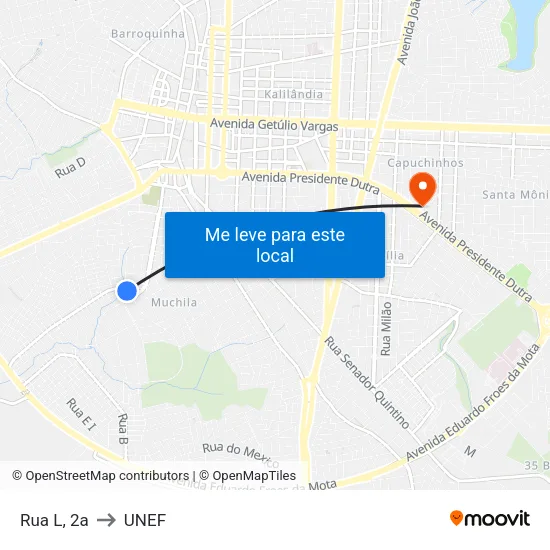 Rua L, 2a to UNEF map