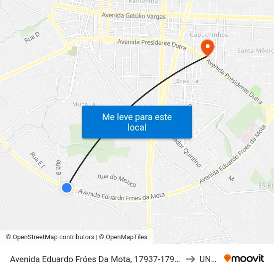 Avenida Eduardo Fróes Da Mota, 17937-17983 to UNEF map