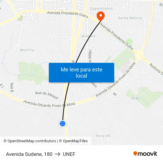 Avenida Sudene, 180 to UNEF map