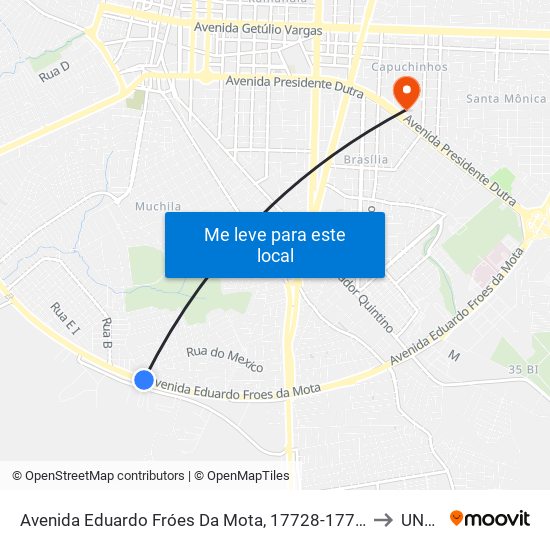 Avenida Eduardo Fróes Da Mota, 17728-17784 to UNEF map