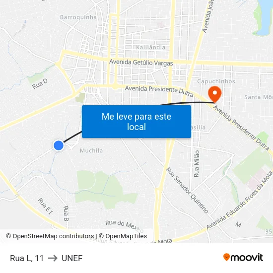 Rua L, 11 to UNEF map