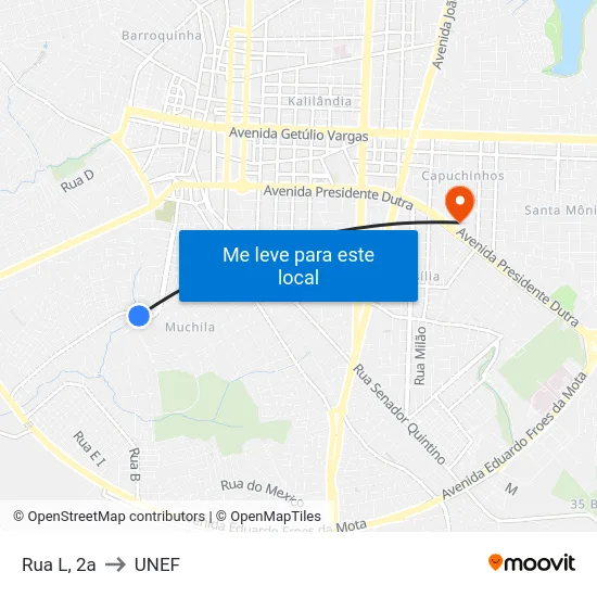 Rua L, 2a to UNEF map