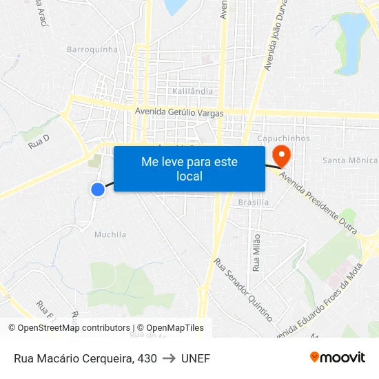 Rua Macário Cerqueira, 430 to UNEF map