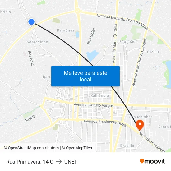 Rua Primavera, 14 C to UNEF map