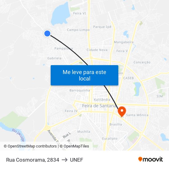 Rua Cosmorama, 2834 to UNEF map