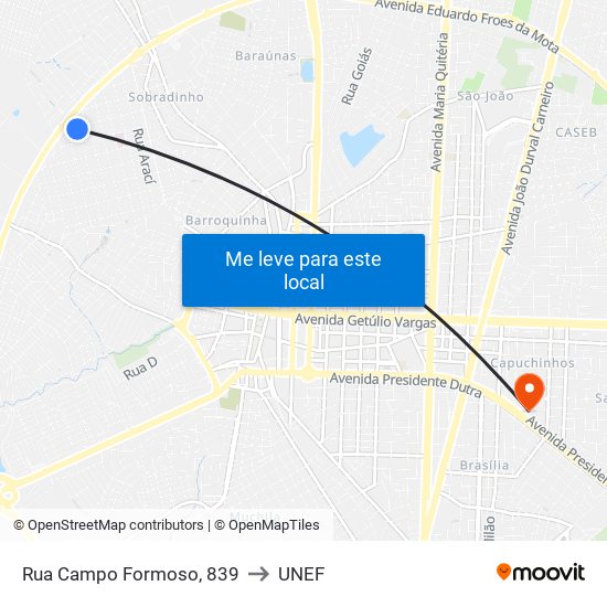 Rua Campo Formoso, 839 to UNEF map