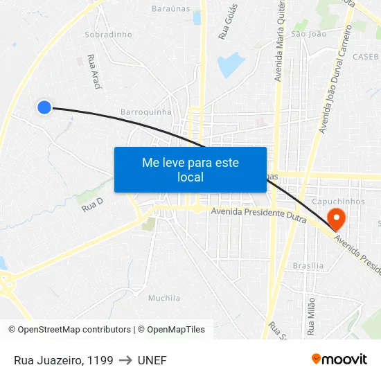 Rua Juazeiro, 1199 to UNEF map