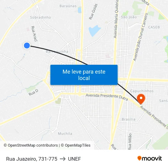 Rua Juazeiro, 731-775 to UNEF map