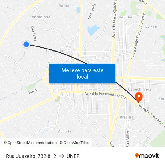 Rua Juazeiro, 732-812 to UNEF map