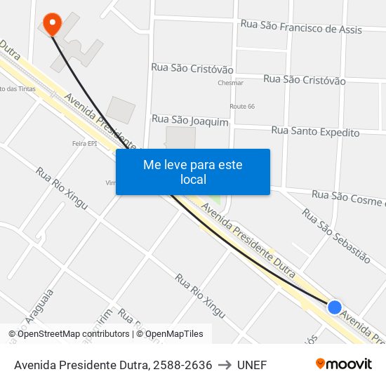 Avenida Presidente Dutra, 2588-2636 to UNEF map