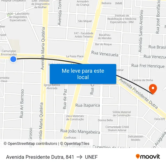 Avenida Presidente Dutra, 841 to UNEF map