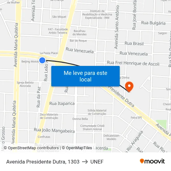 Avenida Presidente Dutra, 1303 to UNEF map