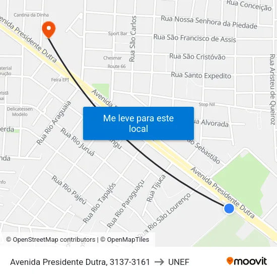 Avenida Presidente Dutra, 3137-3161 to UNEF map
