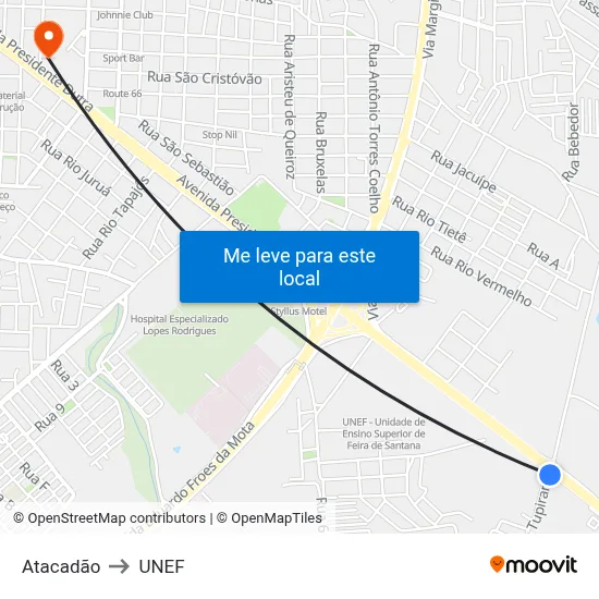 Atacadão to UNEF map