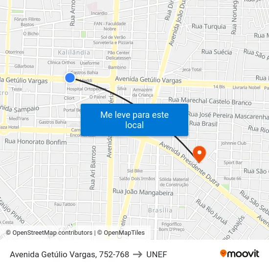 Avenida Getúlio Vargas, 752-768 to UNEF map