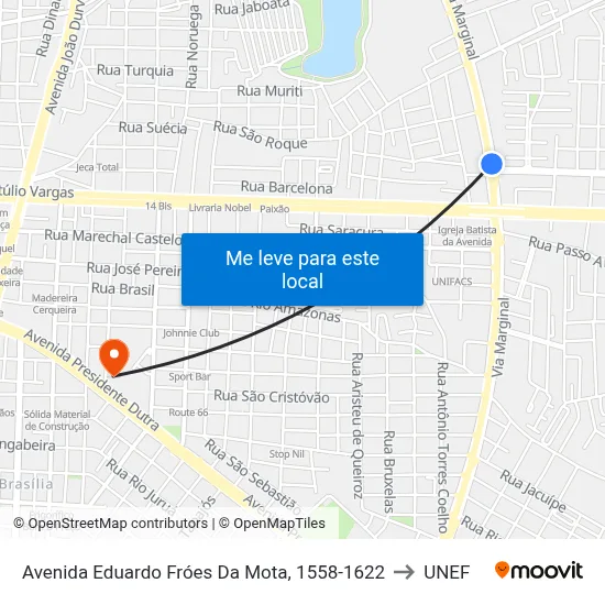 Avenida Eduardo Fróes Da Mota, 1558-1622 to UNEF map