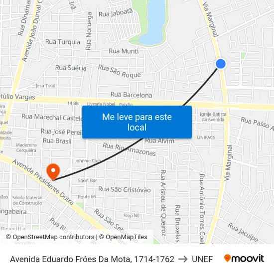 Avenida Eduardo Fróes Da Mota, 1714-1762 to UNEF map