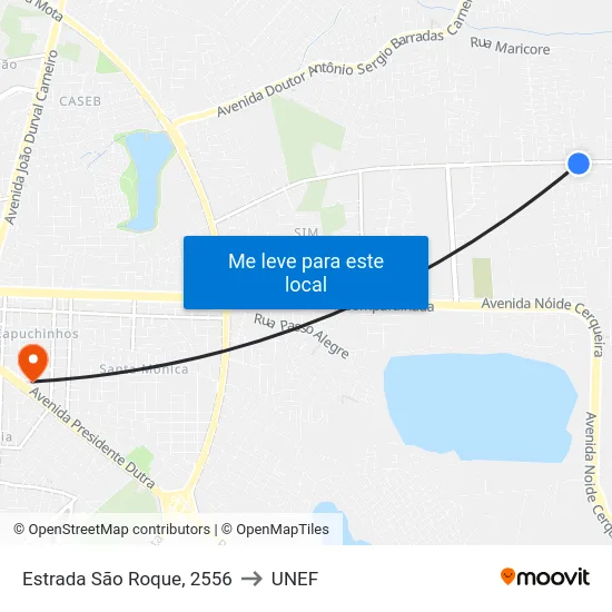 Estrada São Roque, 2556 to UNEF map