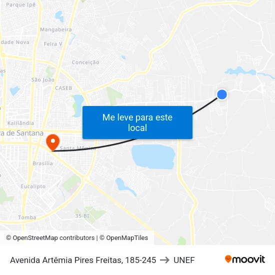 Avenida Artêmia Pires Freitas, 185-245 to UNEF map