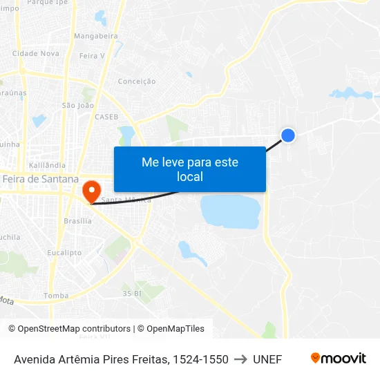 Avenida Artêmia Pires Freitas, 1524-1550 to UNEF map