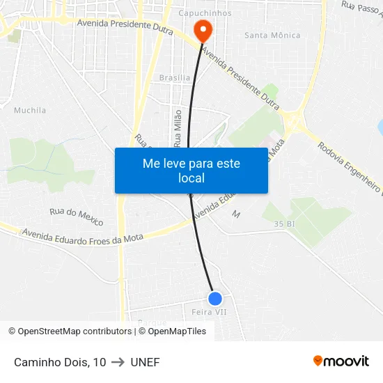 Caminho Dois, 10 to UNEF map