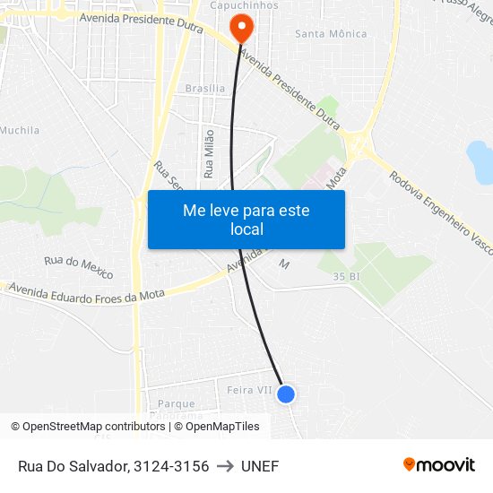 Rua Do Salvador, 3124-3156 to UNEF map