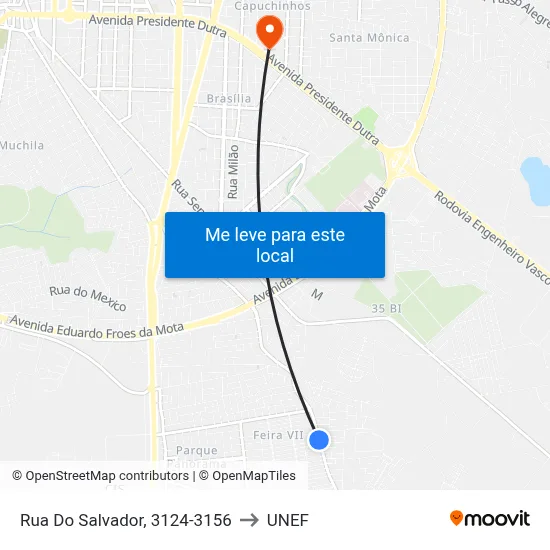 Rua Do Salvador, 3124-3156 to UNEF map