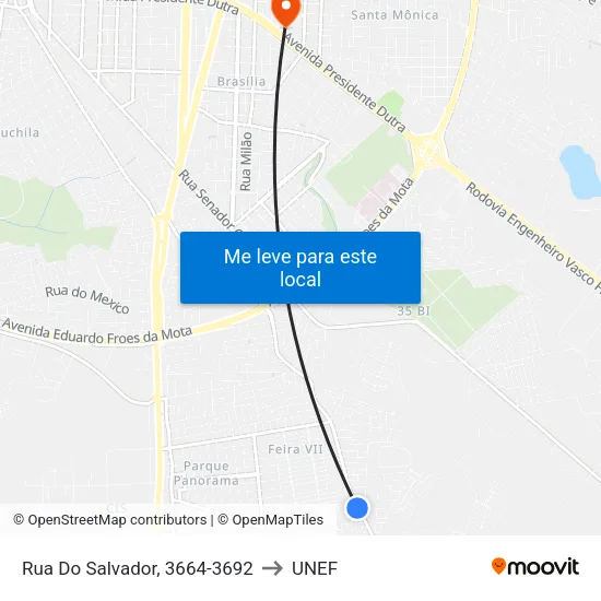 Rua Do Salvador, 3664-3692 to UNEF map