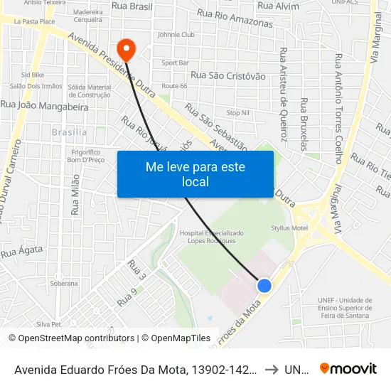 Avenida Eduardo Fróes Da Mota, 13902-14222 to UNEF map