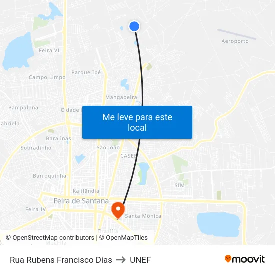 Rua Rubens Francisco Dias to UNEF map