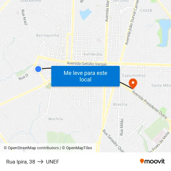 Rua Ipira, 38 to UNEF map