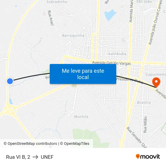 Rua Vl B, 2 to UNEF map