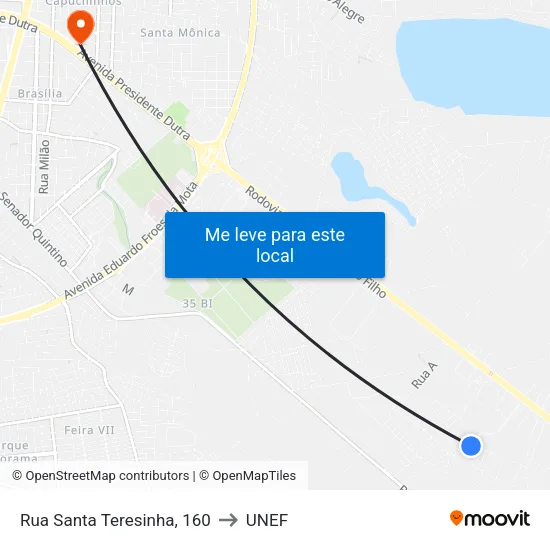 Rua Santa Teresinha, 160 to UNEF map