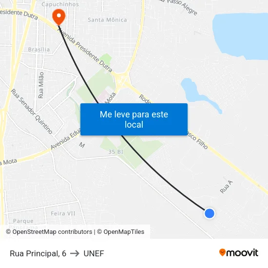 Rua Principal, 6 to UNEF map