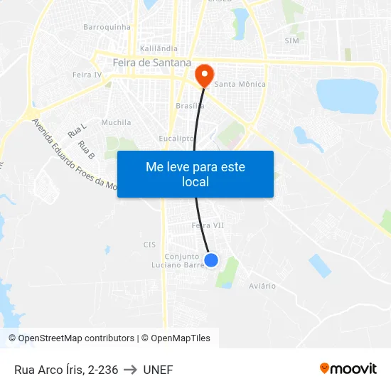 Rua Arco Íris, 2-236 to UNEF map